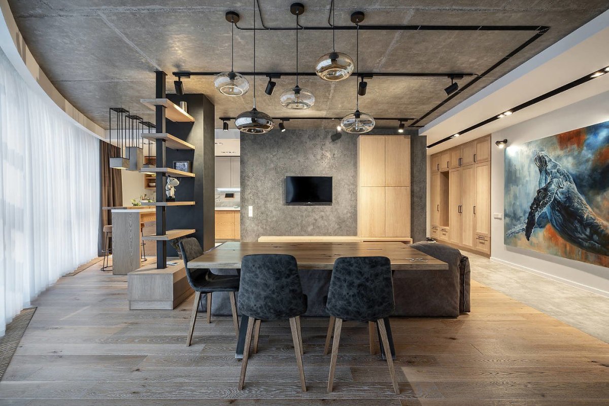 Потолок лофт бетон