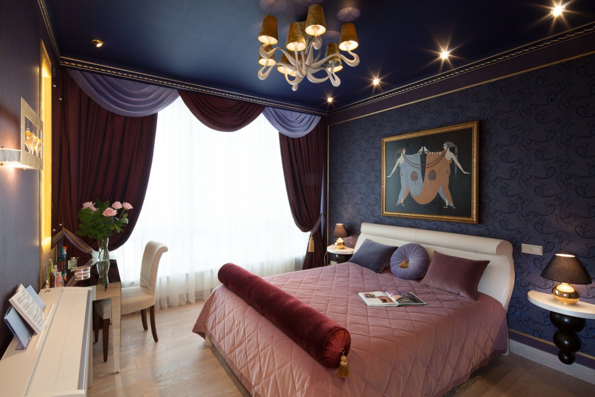 Синий пол в интерьере