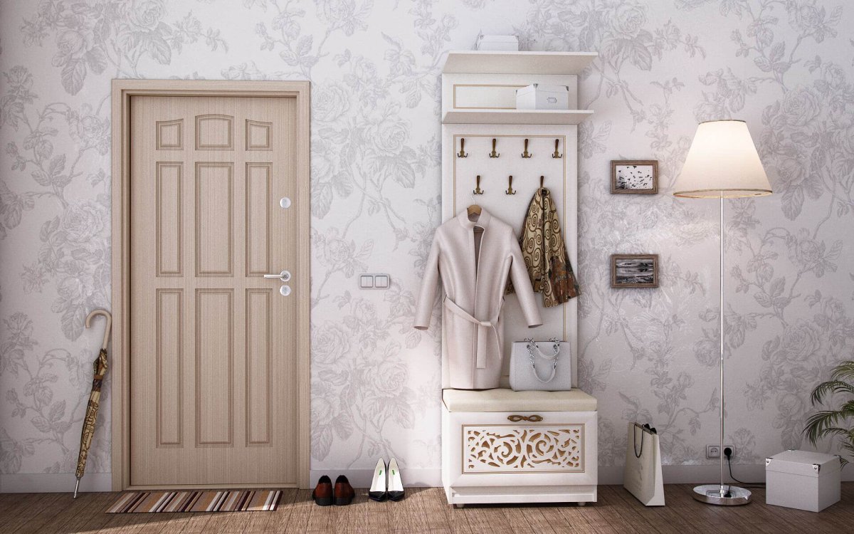 Обои с вензелями в интерьере прихожей