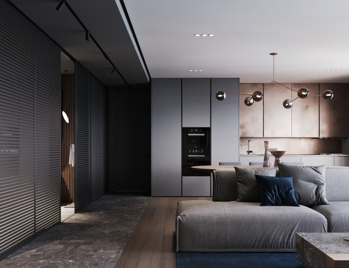 Квартира в современном стиле серый