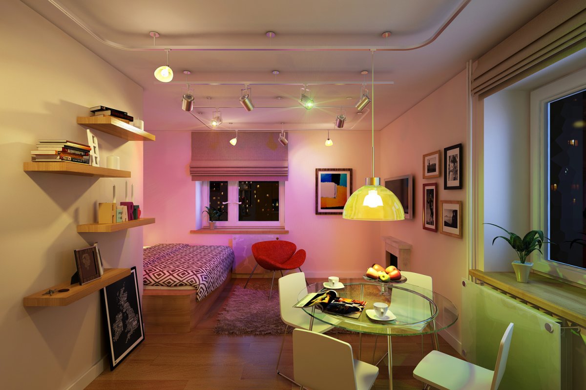 Маленькая стильная кухня гостиная