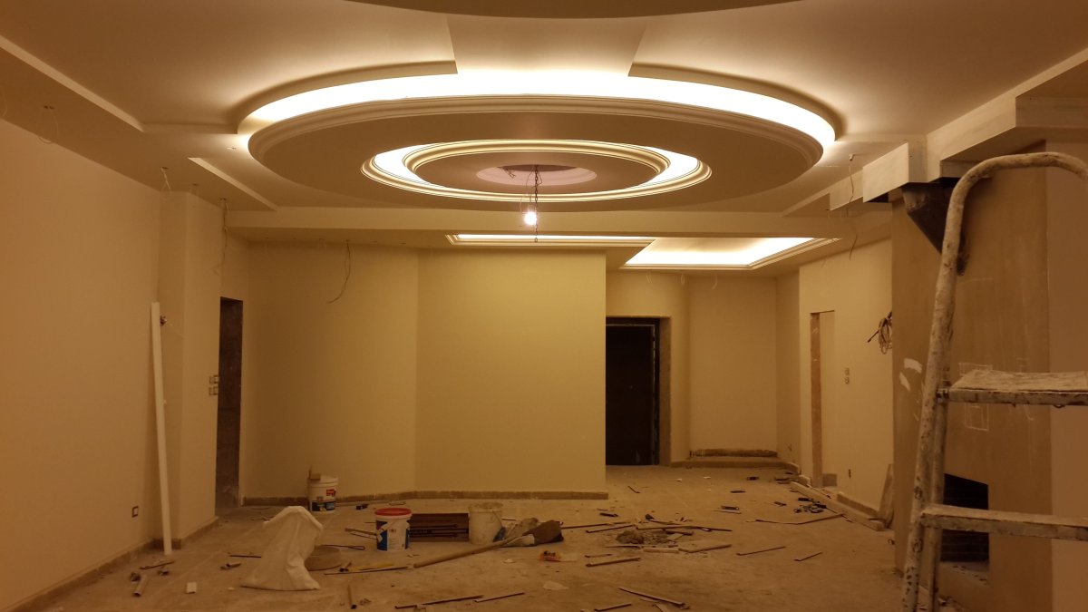 Потолок фигура из гипсокартона для зала