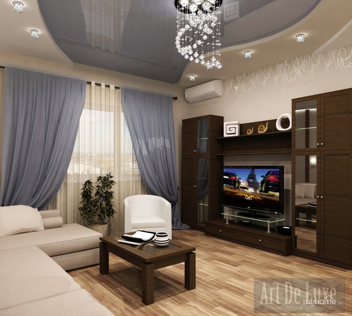 Натяжные потолки гостиная 18кв