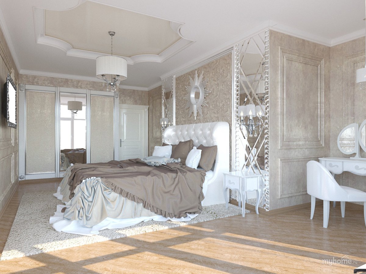 Спальня в стиле арт деко в светлых