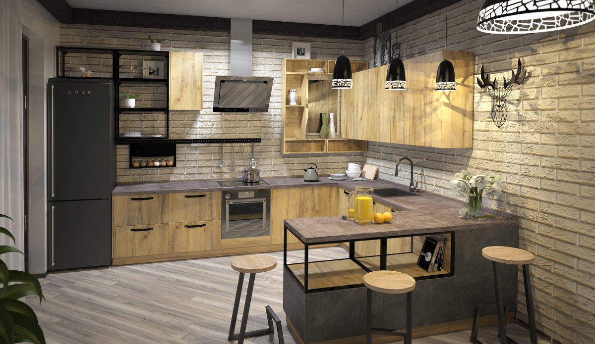 Кухня лофт-04 BMS