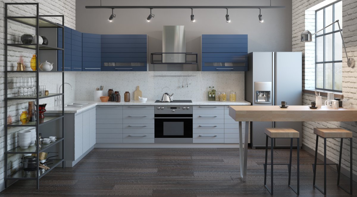 Кухонный гарнитур в стиле лофт прямой