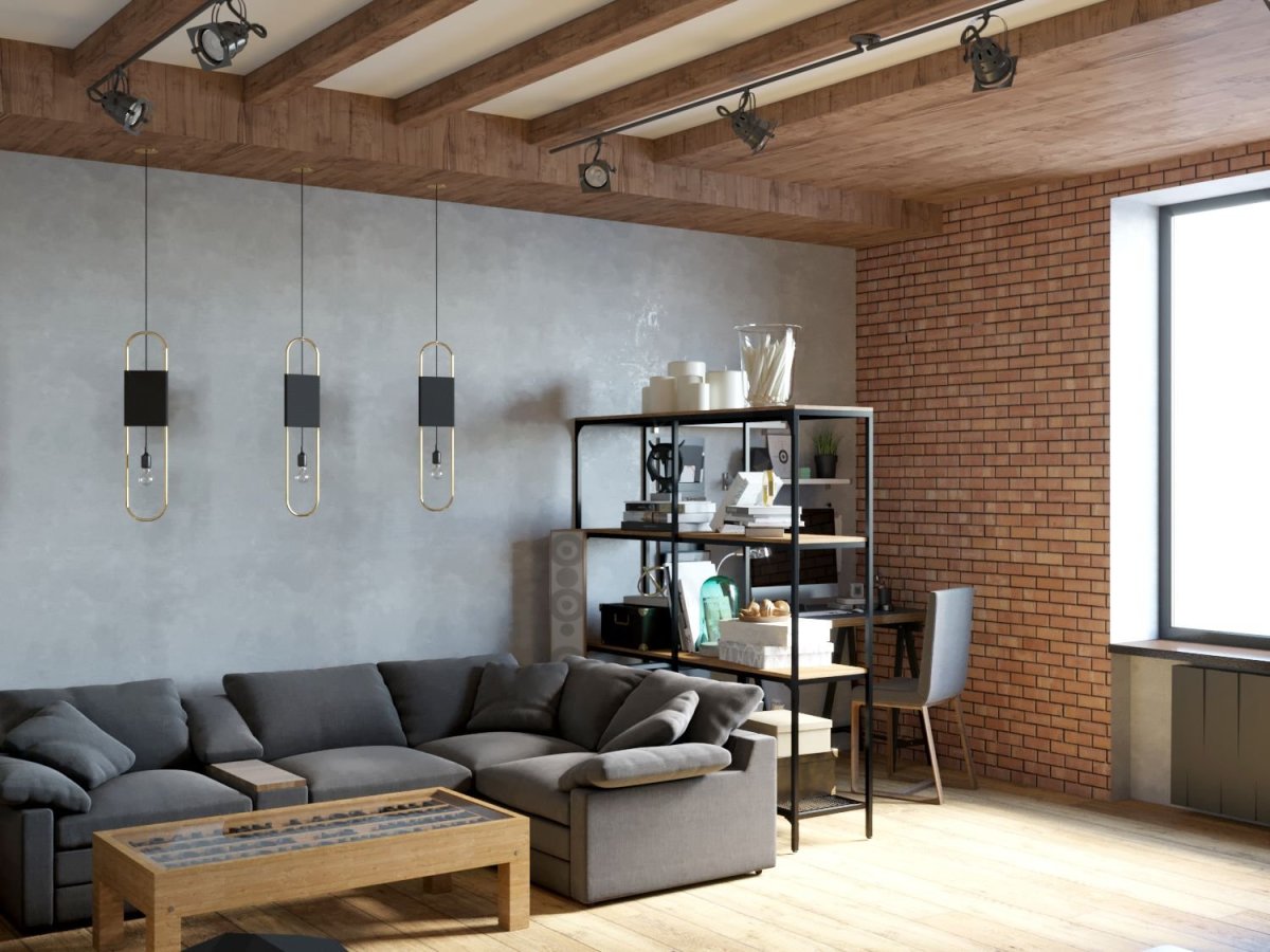 Интерьер лофт гостиная 15кв