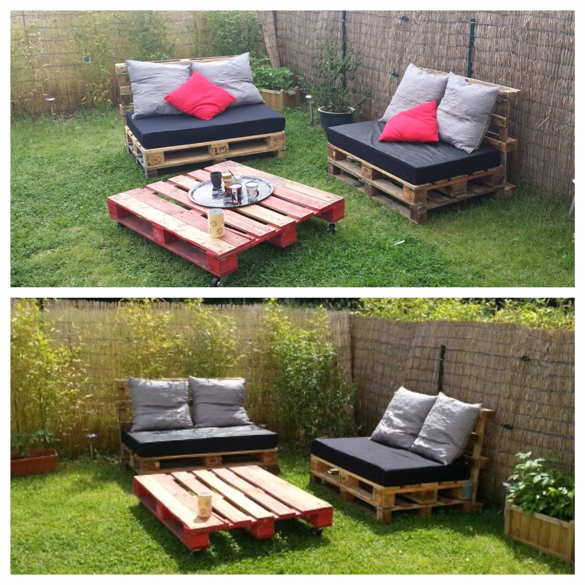 В комнате мебель из паллет