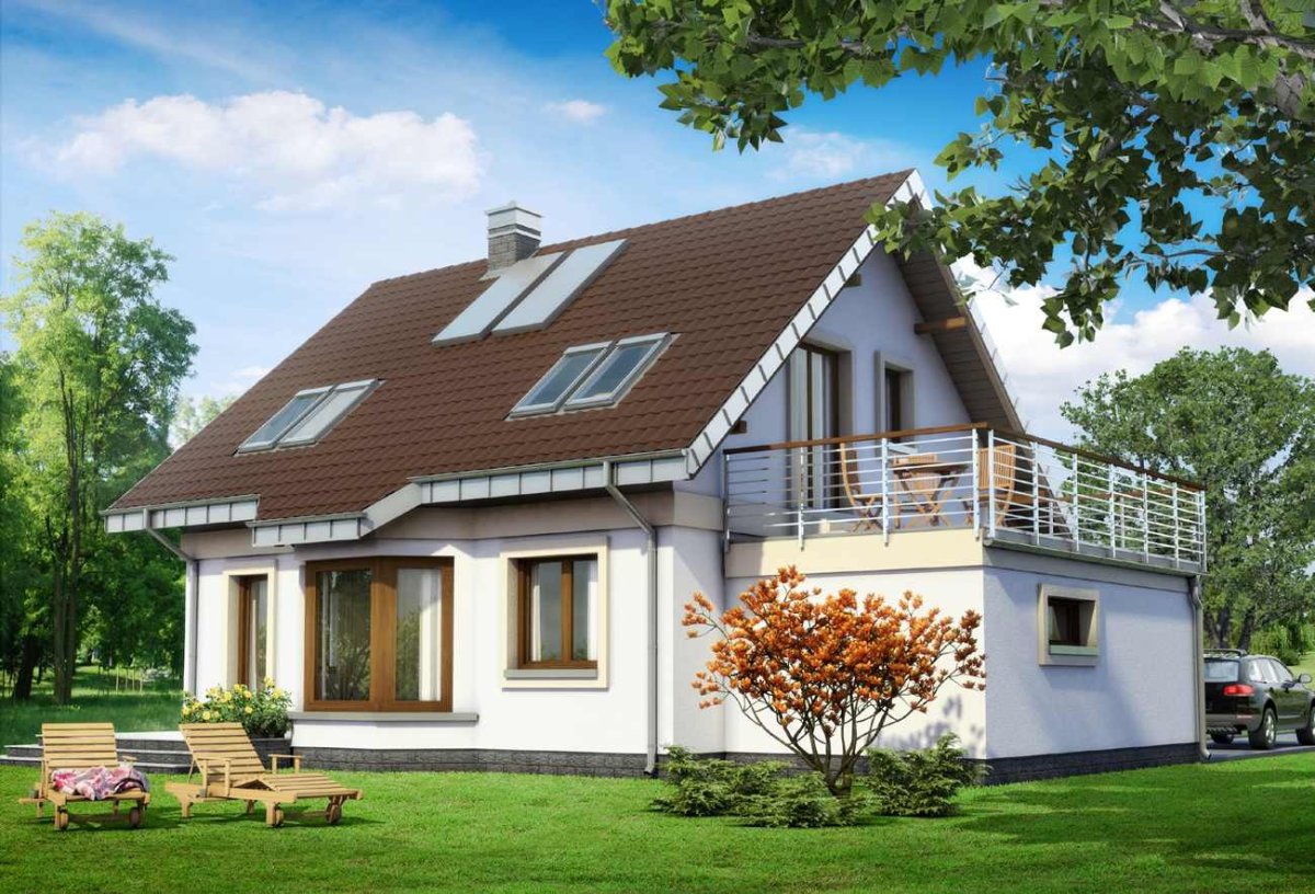 Прямоугольный дом с мансардой