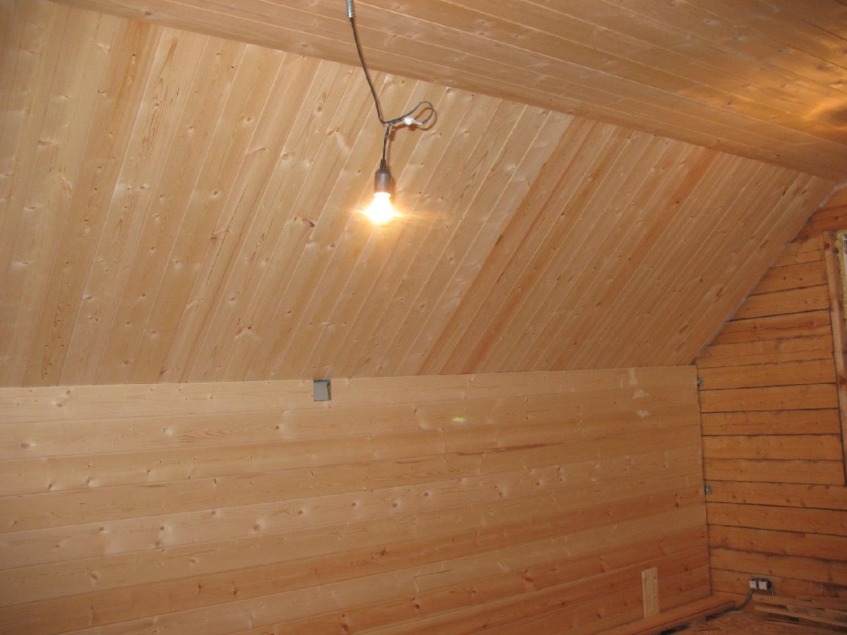 Натяжной потолок в доме из бруса