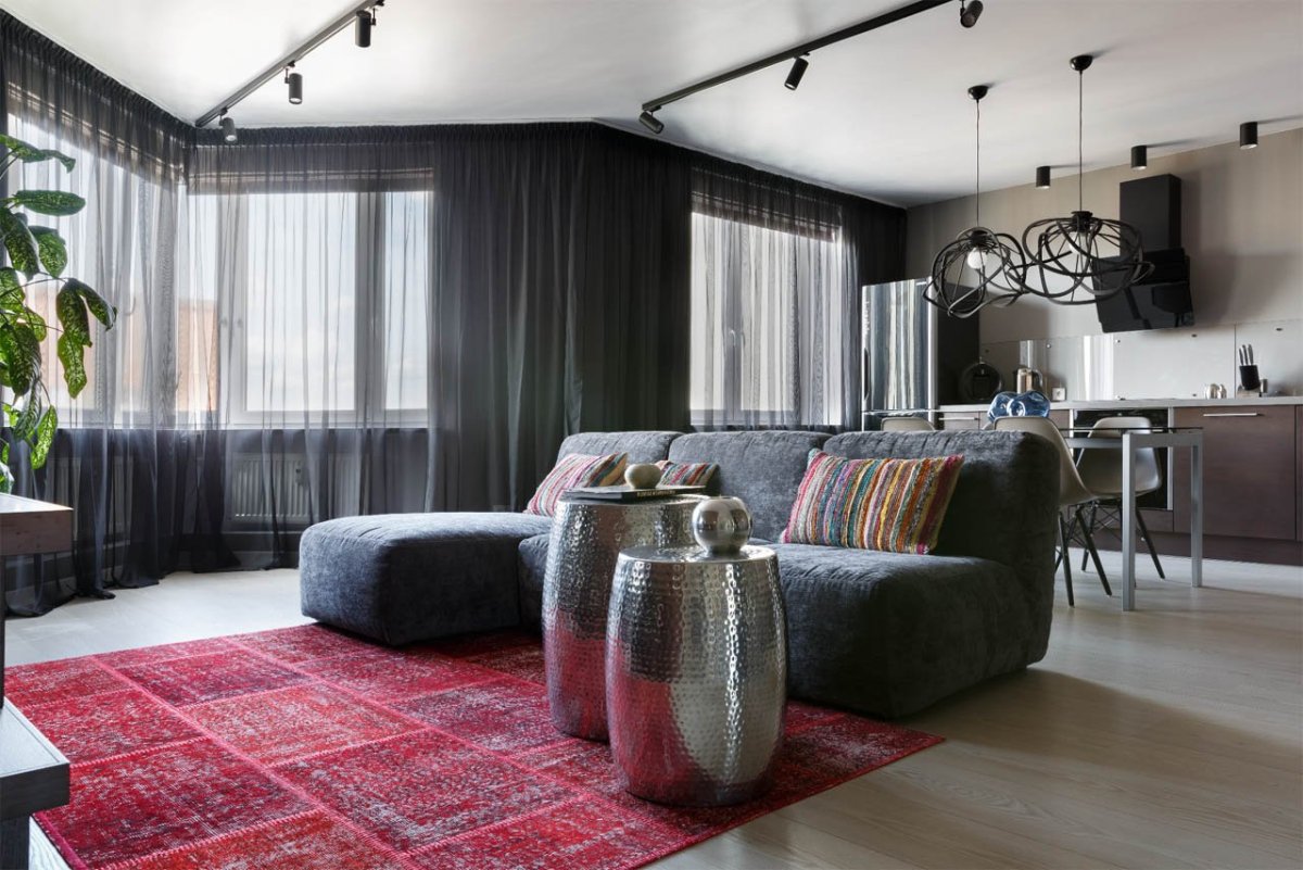 Шторы в стиле лофт в квартире