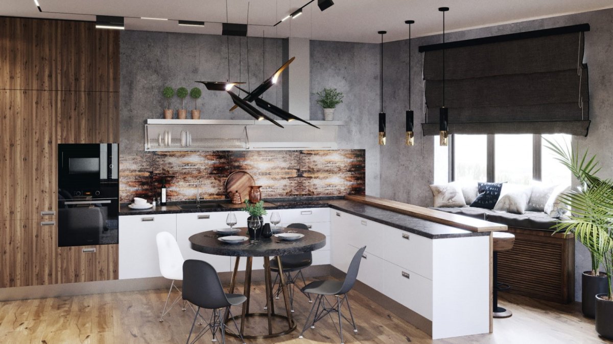 Шторы на кухню в стиле лофт