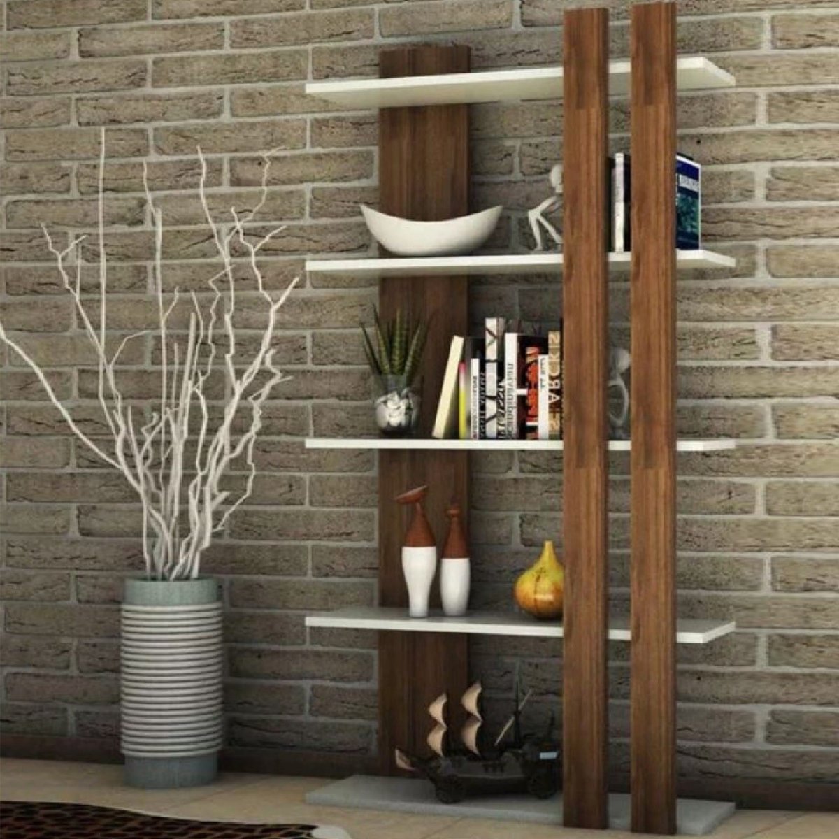 Деревянные полки в интерьере