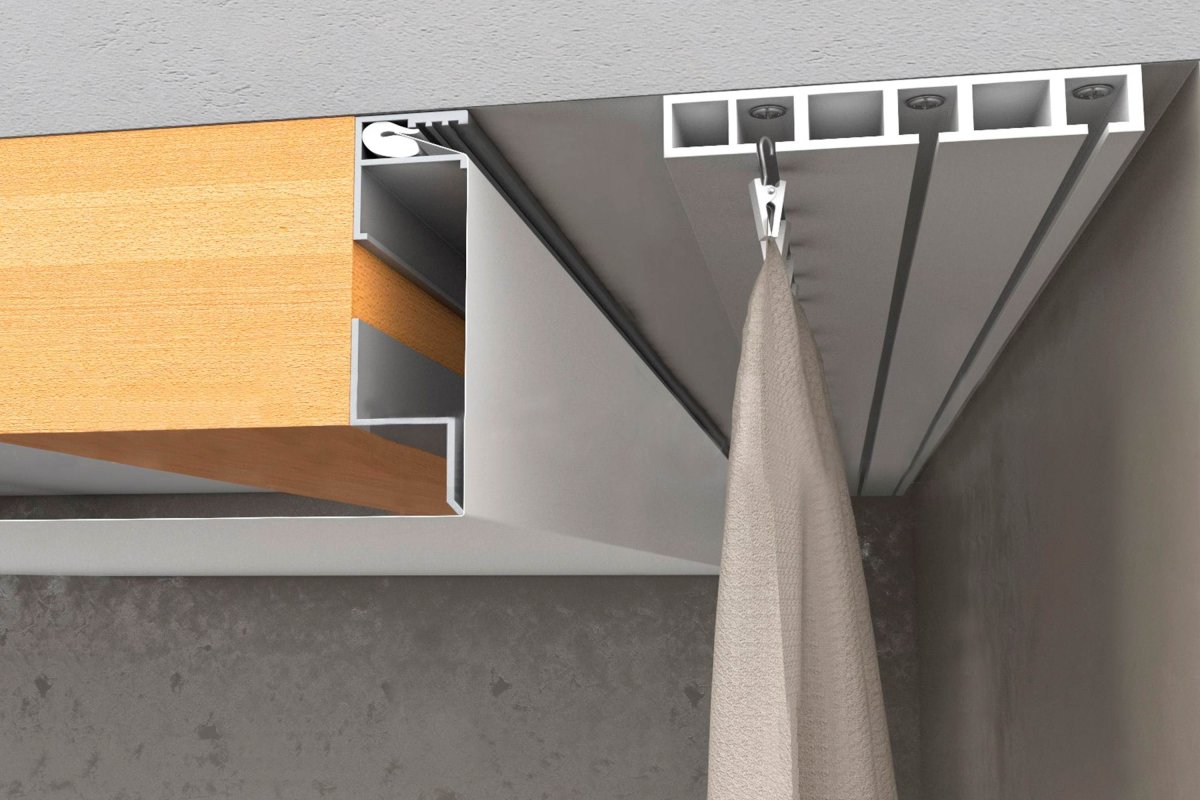 Закругленный карниз для штор потолочный