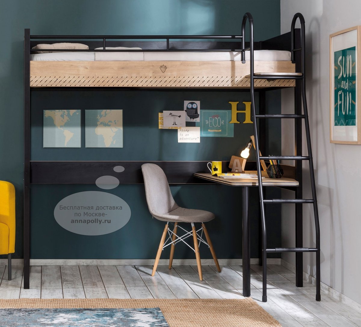 Двухъярусная кровать в стиле лофт