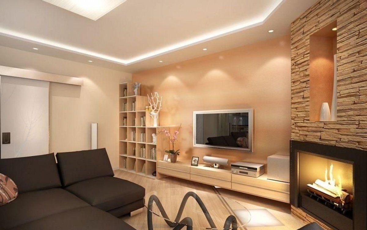 Зона под телевизор из гипсокартона