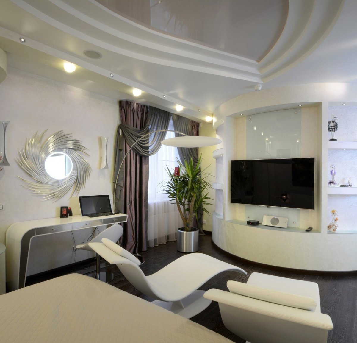 Потолок из гипсокартона для гостиной