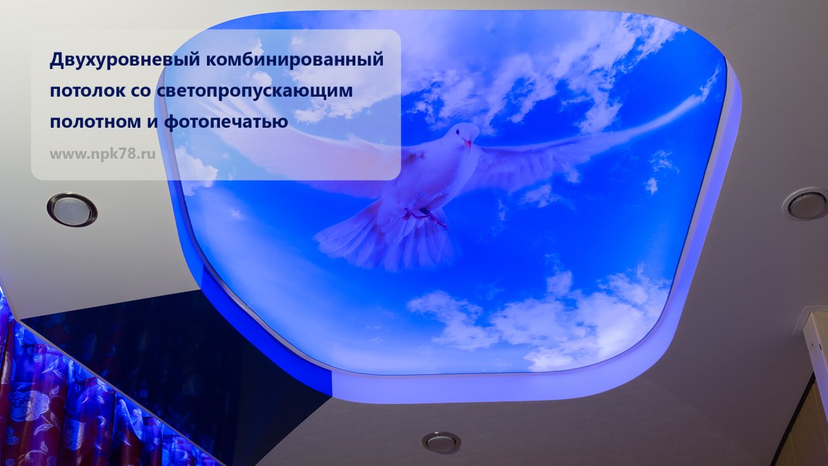 Клееные потолки обоями