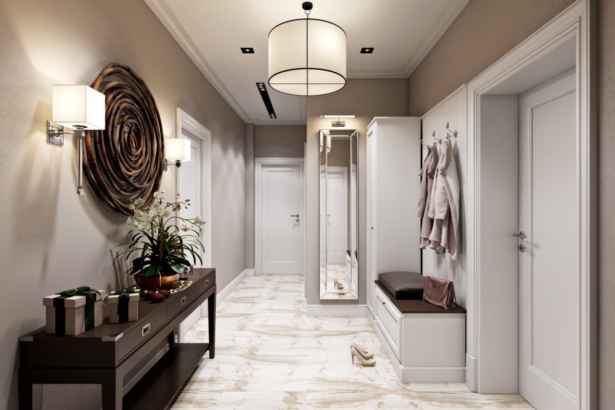 Зеркало над комодом в гостиной