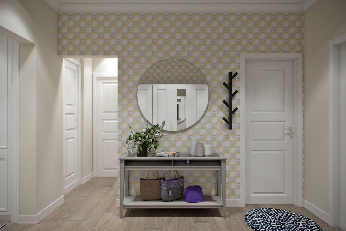 Стены под кирпич в прихожей