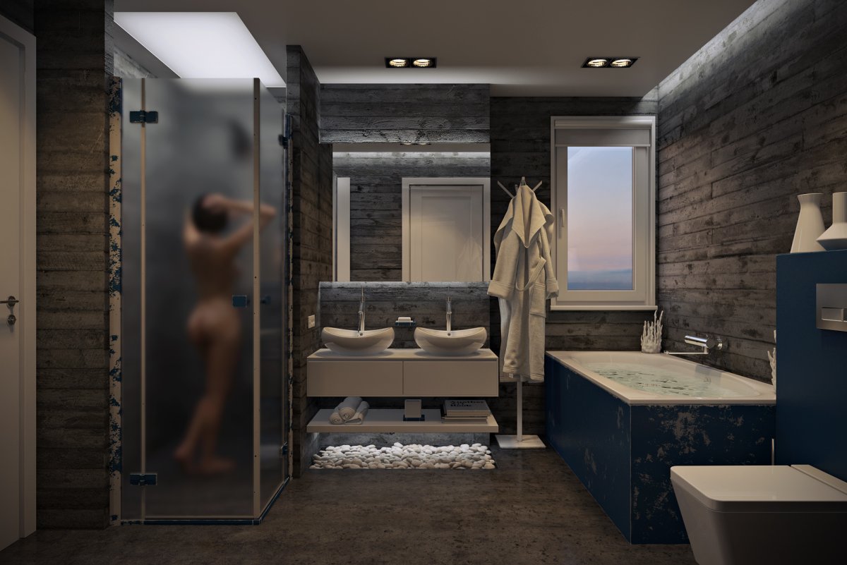 Душевая комната в стиле лофт