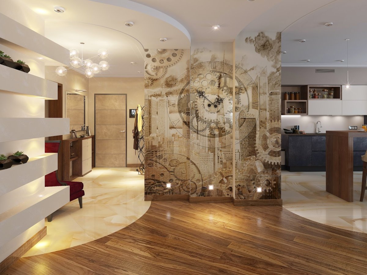 Колонны в гостиной в стиле Минимализм