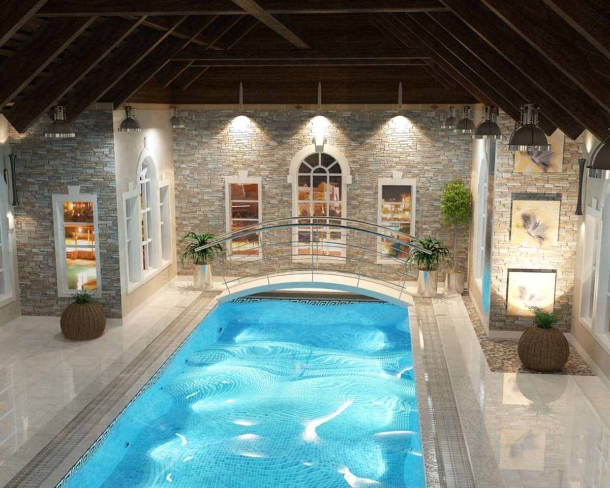 Шикарная баня с бассейном