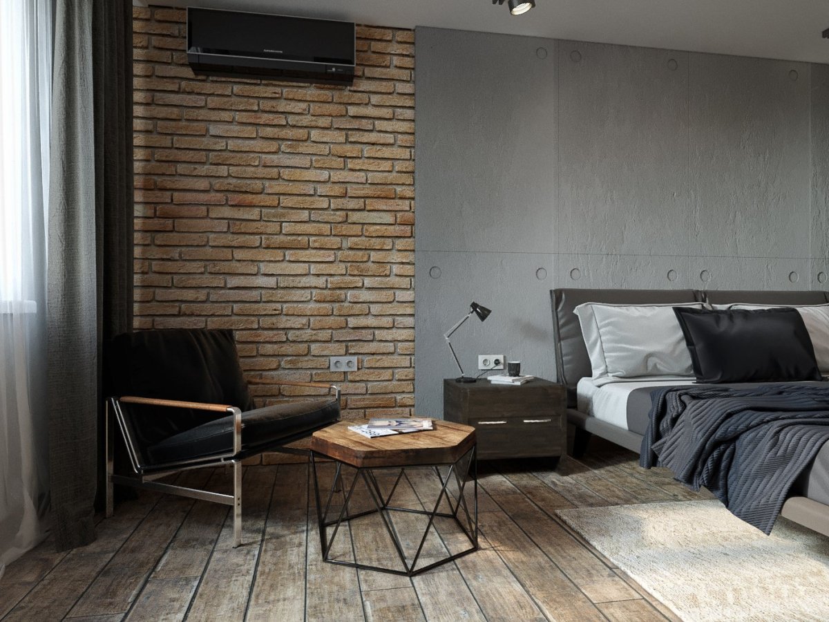 Декоративная штукатурка под бетон в интерьере