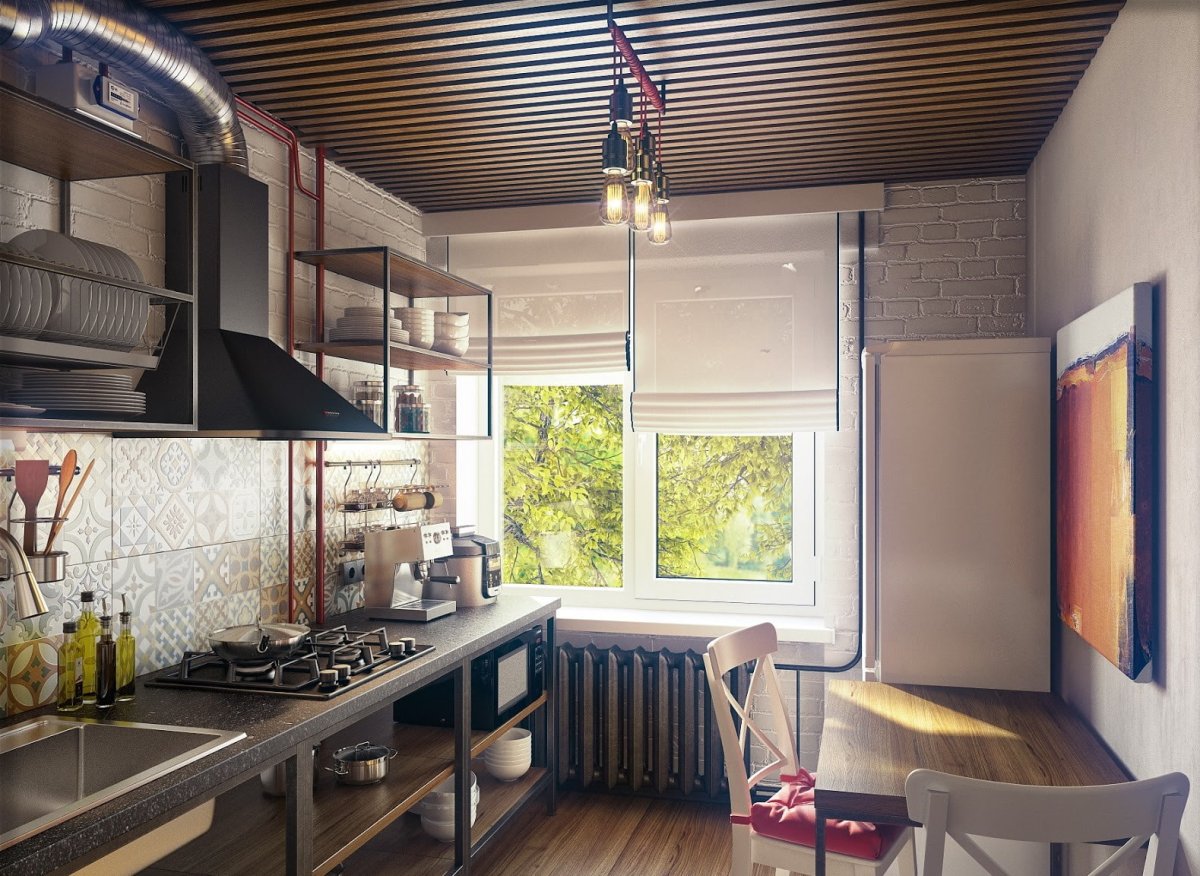 Кухня в стиле лофт 5 кв м