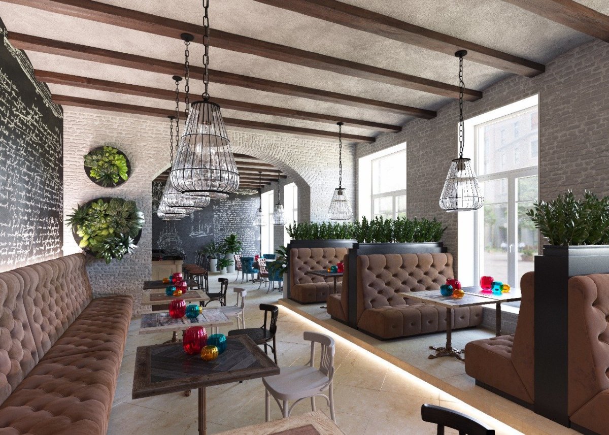 Ресторан в стиле лофт + деревни