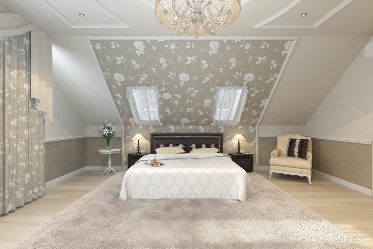 Красивый потолок в мансарде