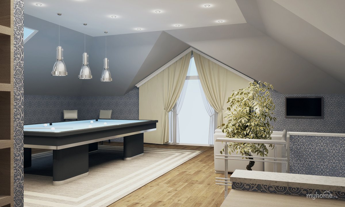 Натяжной потолок на мансарде