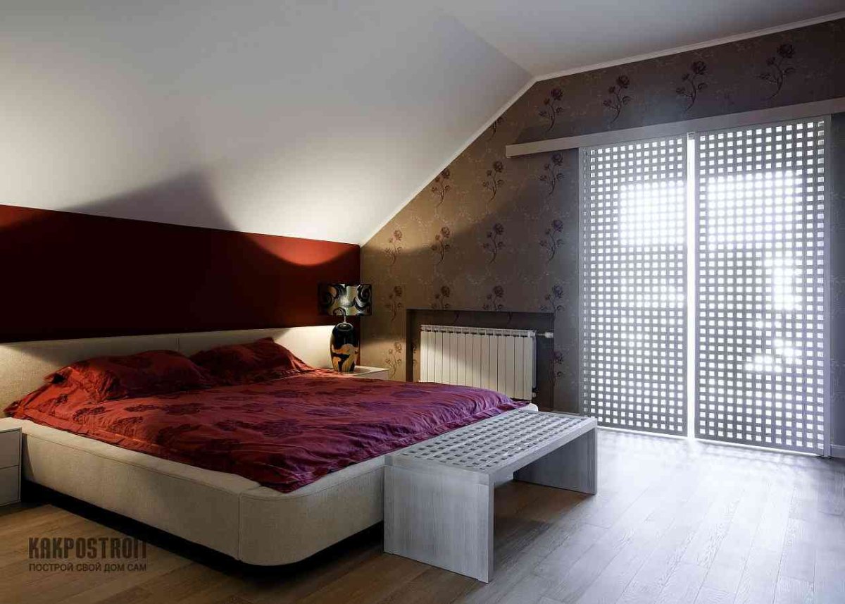 Спальня с мансардным потолком