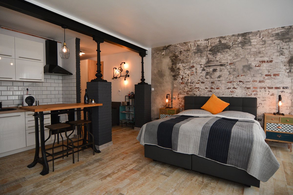 Спальня в стиле лофт