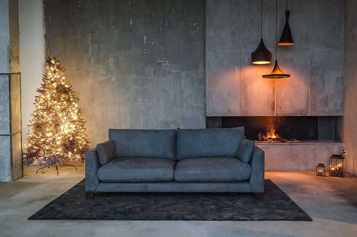 Зелёный цвет дивана в стиле лофт