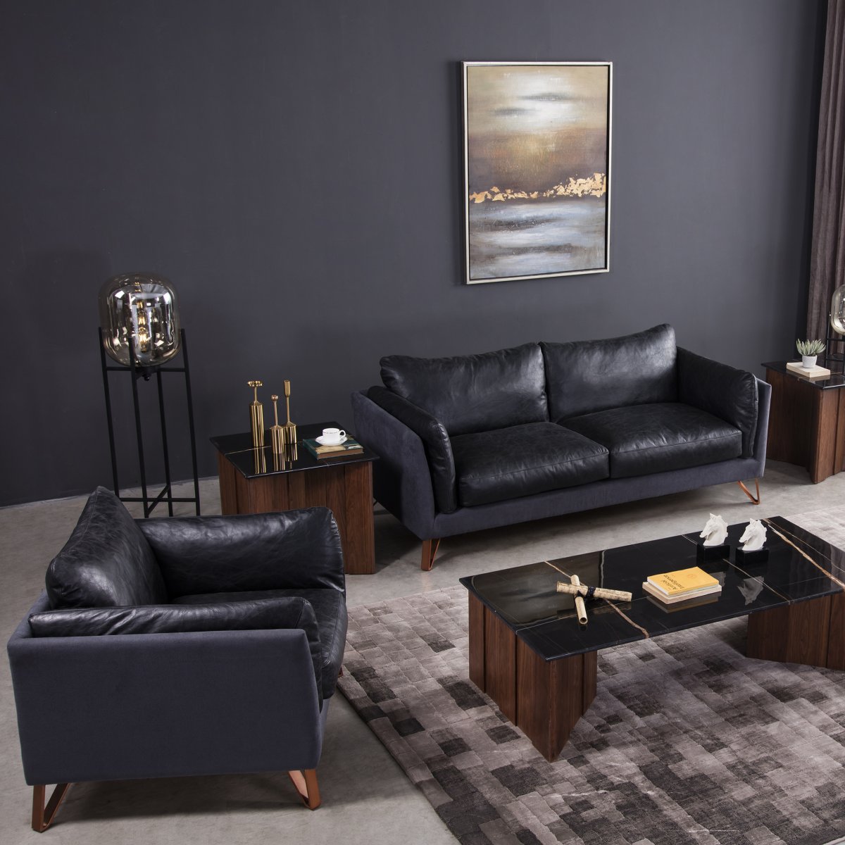 Кожаный диван лофт