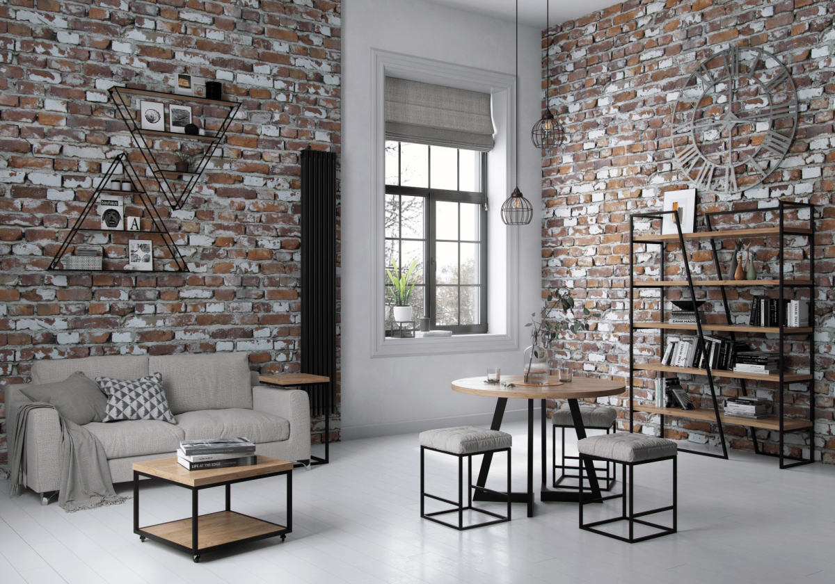 Подсветка кирпичной стены в стиле лофт