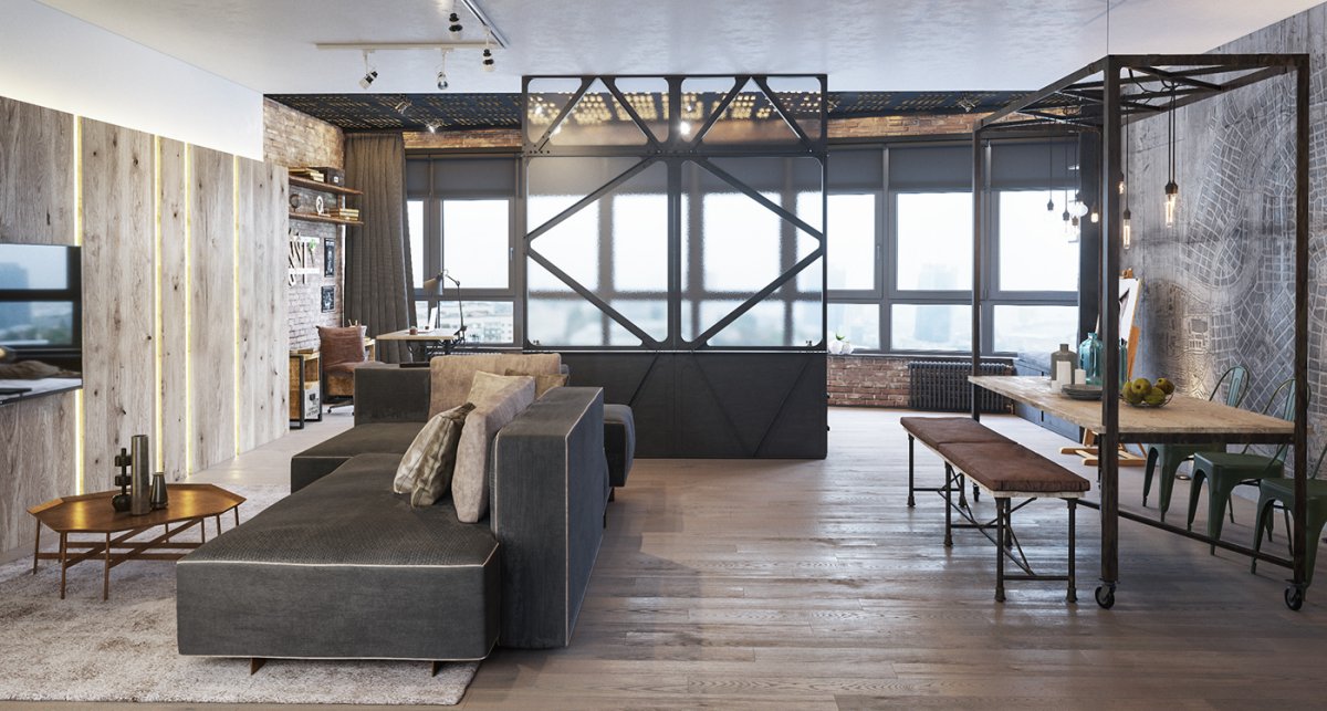 Стенка в стиле лофт