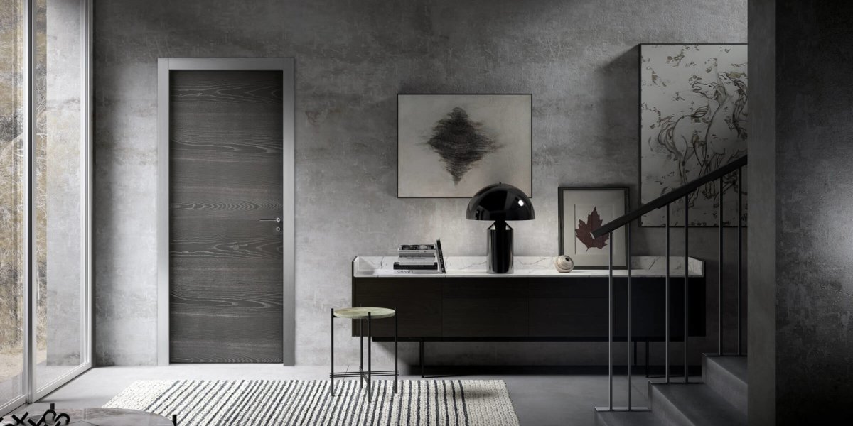 Двери под бетон в интерьере