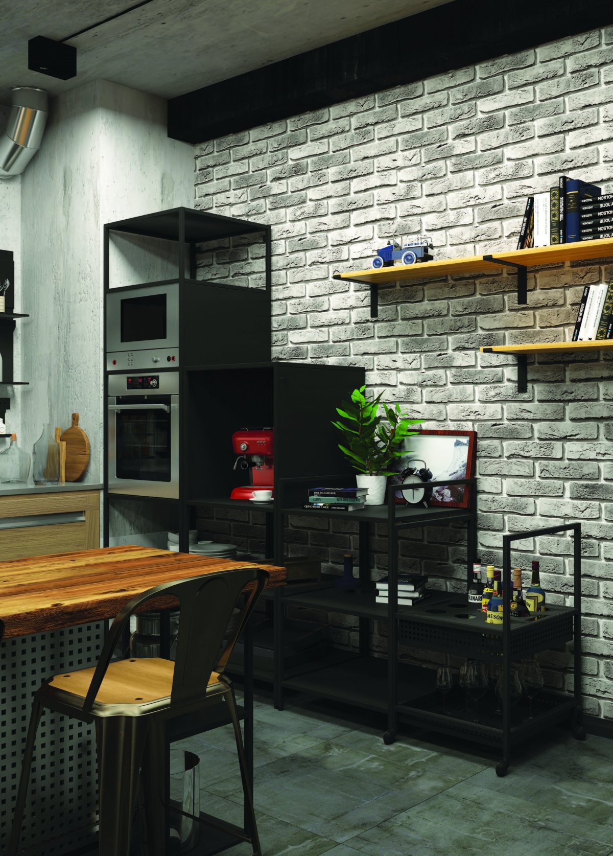 Стеллаж на кухню в стиле лофт