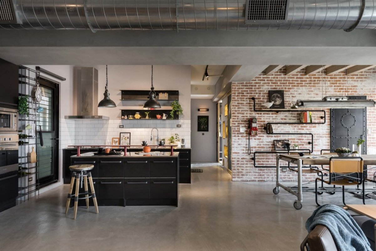 Кухня хрущевка лофт металл