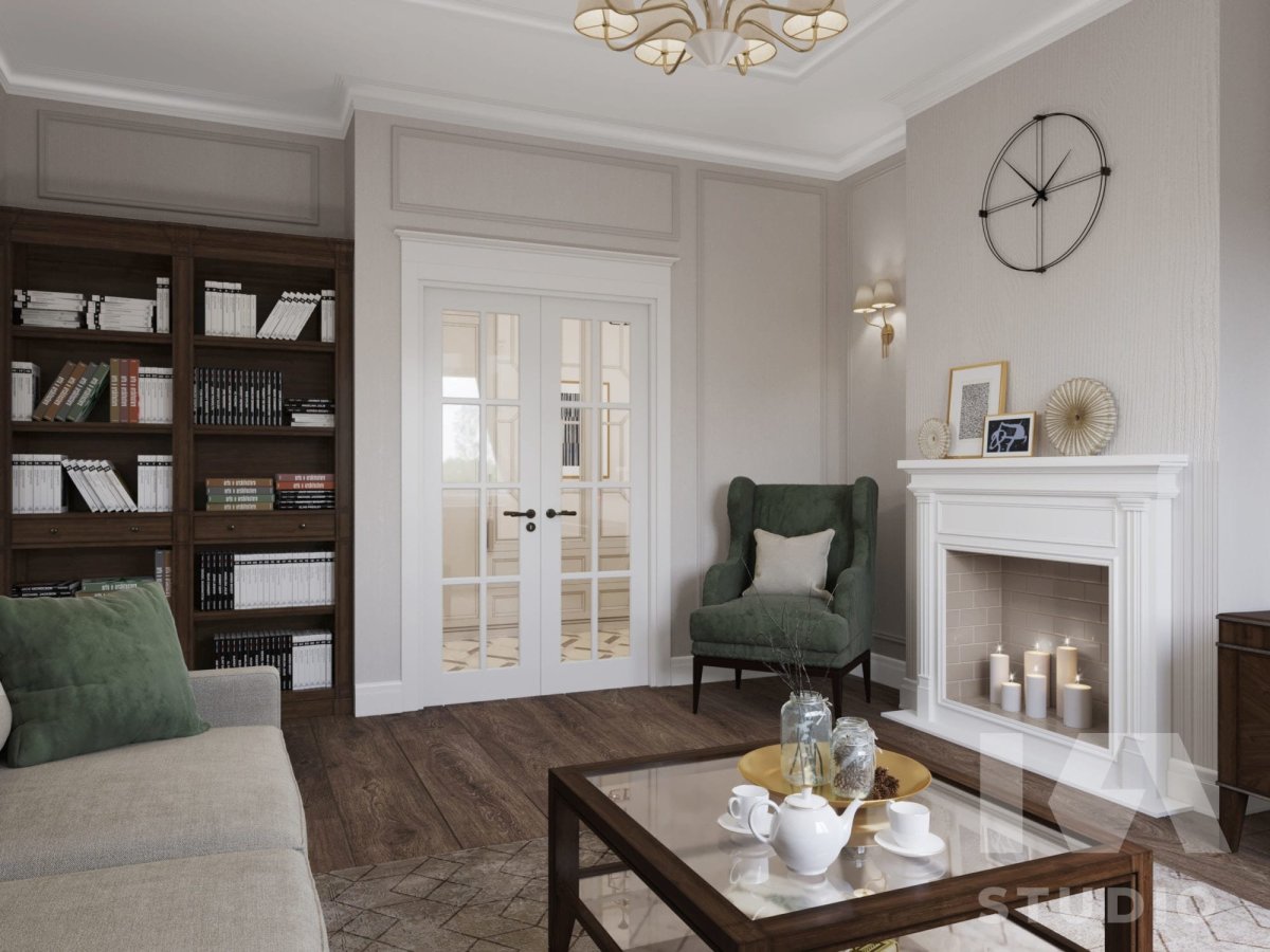 Кухня-гостиная в стиле американская классика