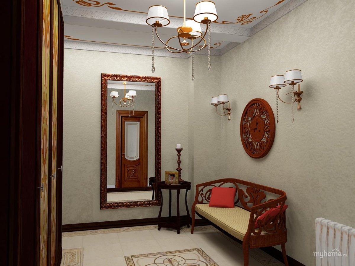 Классические обои в прихожей