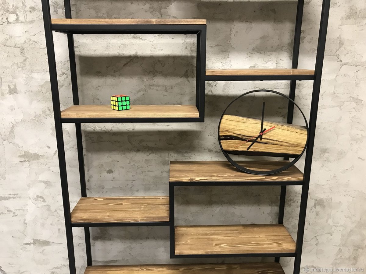 Стеллаж goodsmetall из металла и дерева в стиле лофт с1
