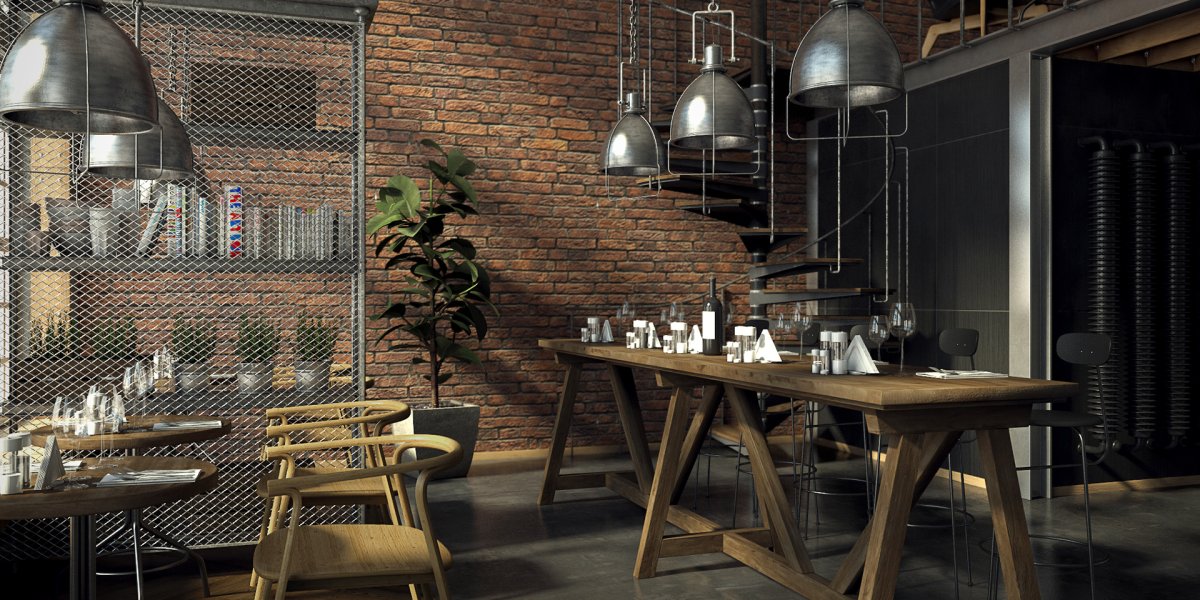 Интерьер бара в стиле лофт