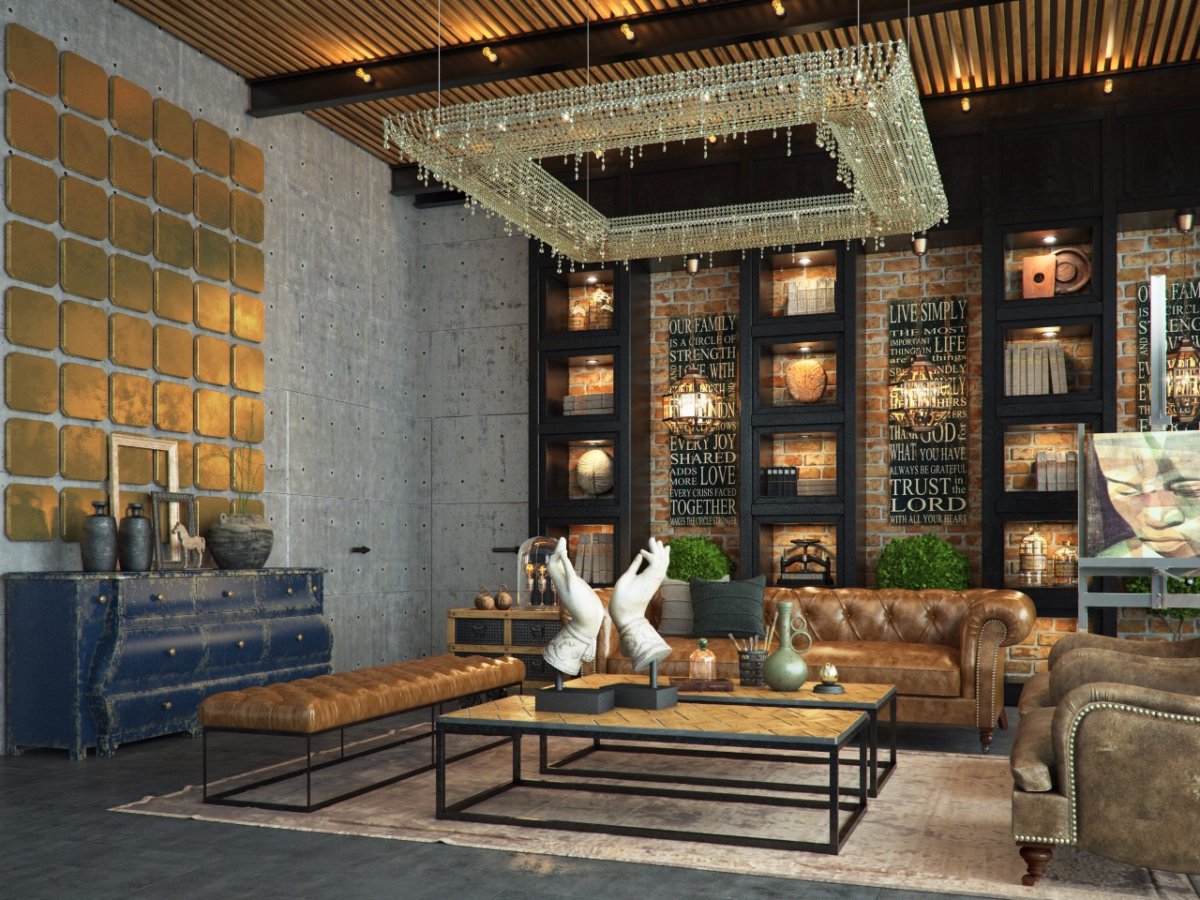 Гостиная лофт дуб Вотан