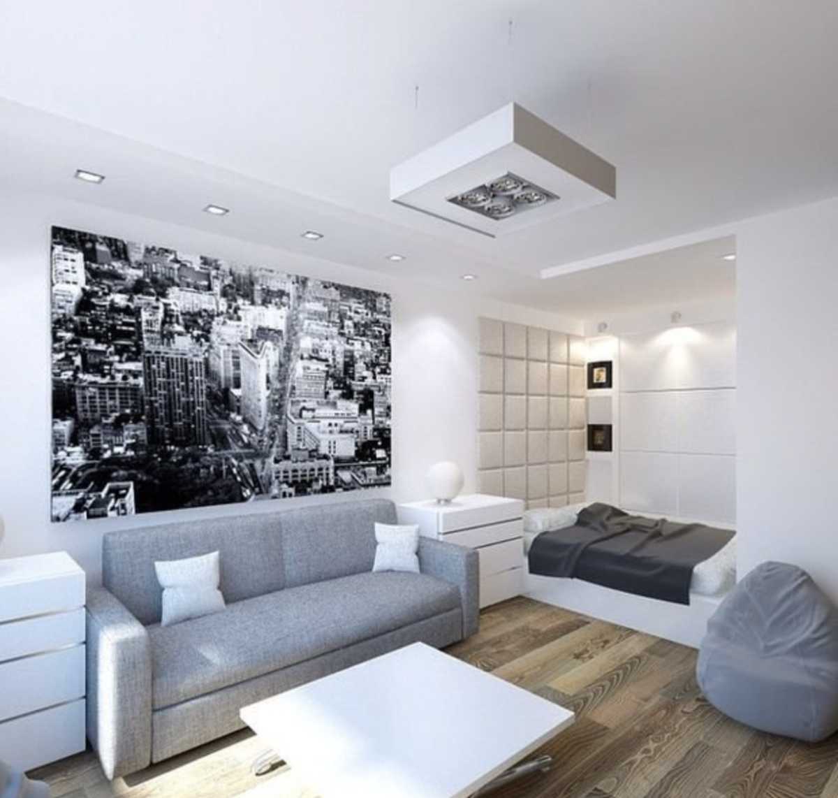 Зонирование спальня гостиная 20 кв.м