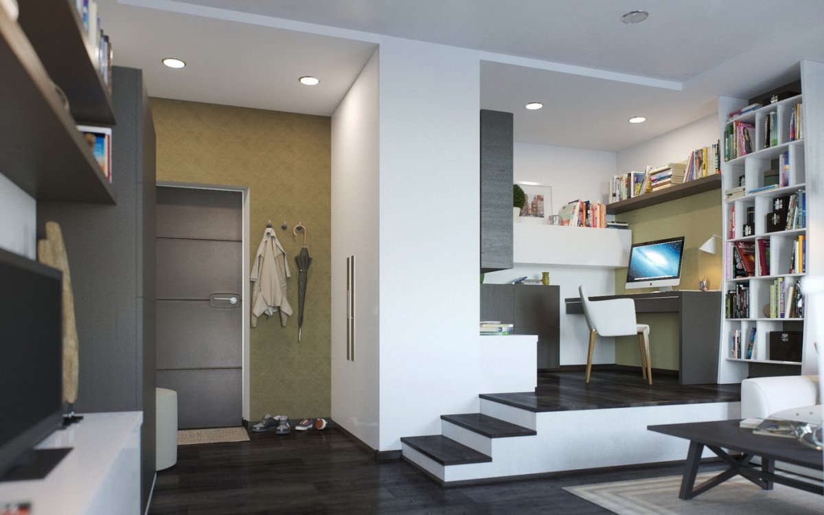 Интерьер комнаты в однокомнатной квартире