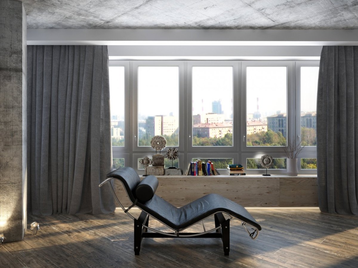 Серая тюль лофт