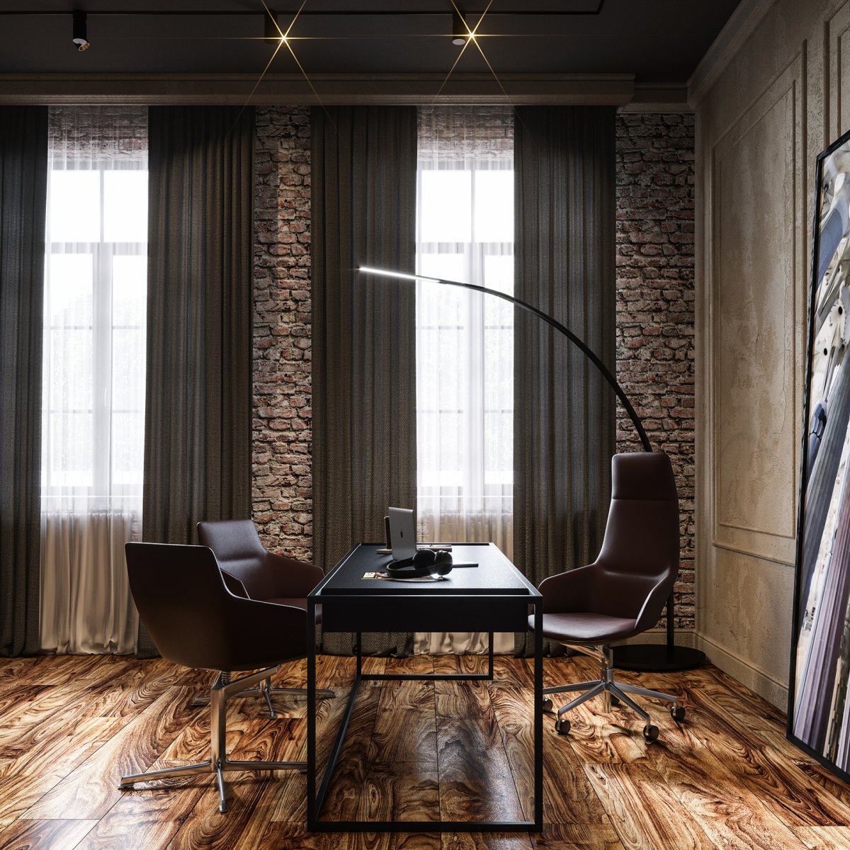 Кабинет в стиле лофт в доме